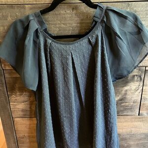 Vero Moda Gray Blouse with Flutter Sleeves and Pleated Design